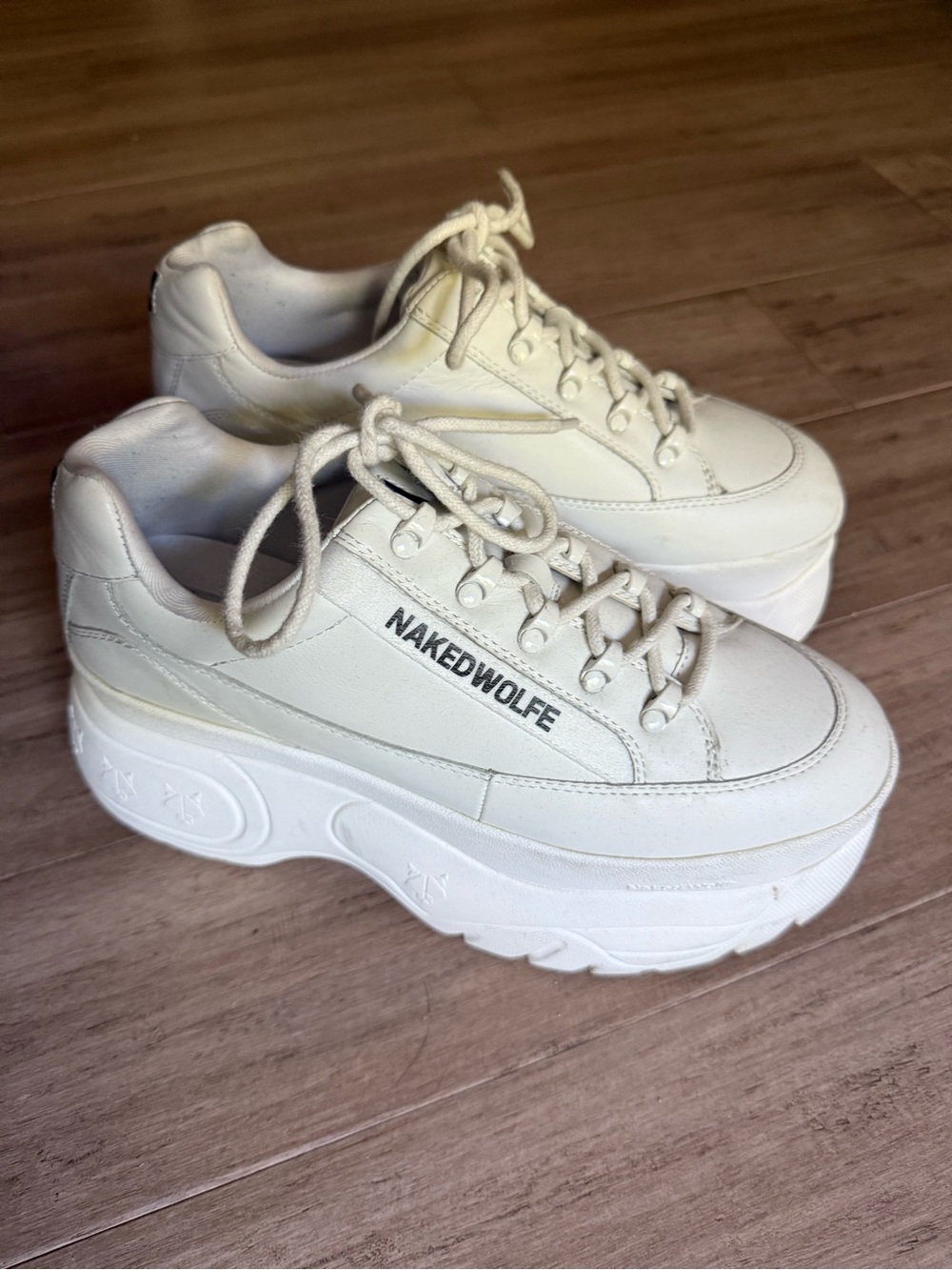 Naked Wolfe Cream/White Platform Sneakers
